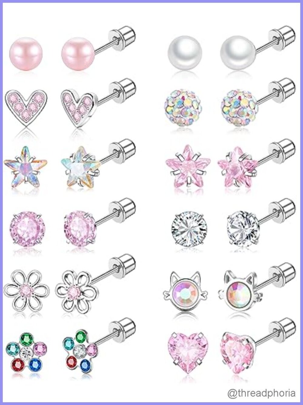 Surgical Steel Screw Back Stud Earrings Hypoallergenic Small Flat Back Studs